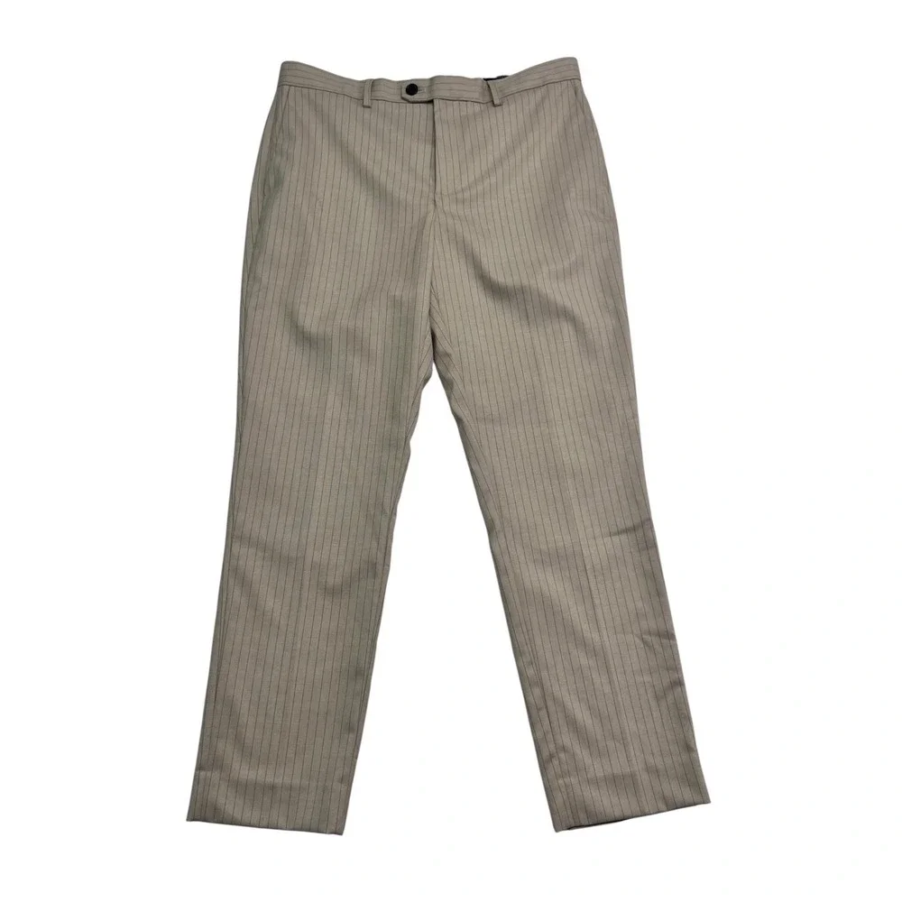Banana Republic 34x30 Tan Gray Pinstripe Dress‎ Suit Pants Trousers Flat Front